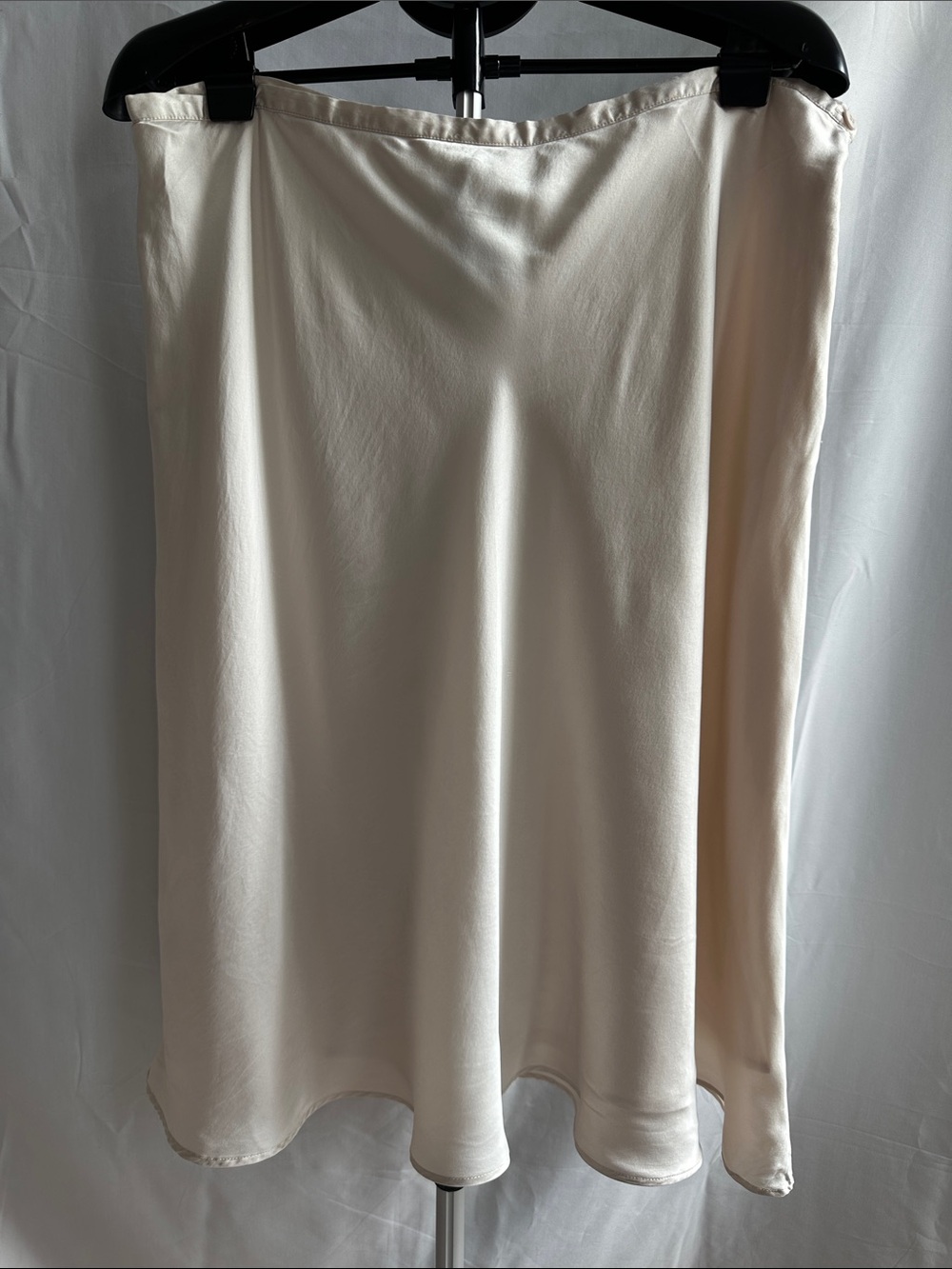 100% Silk A-Line Midi Skirt in Cream